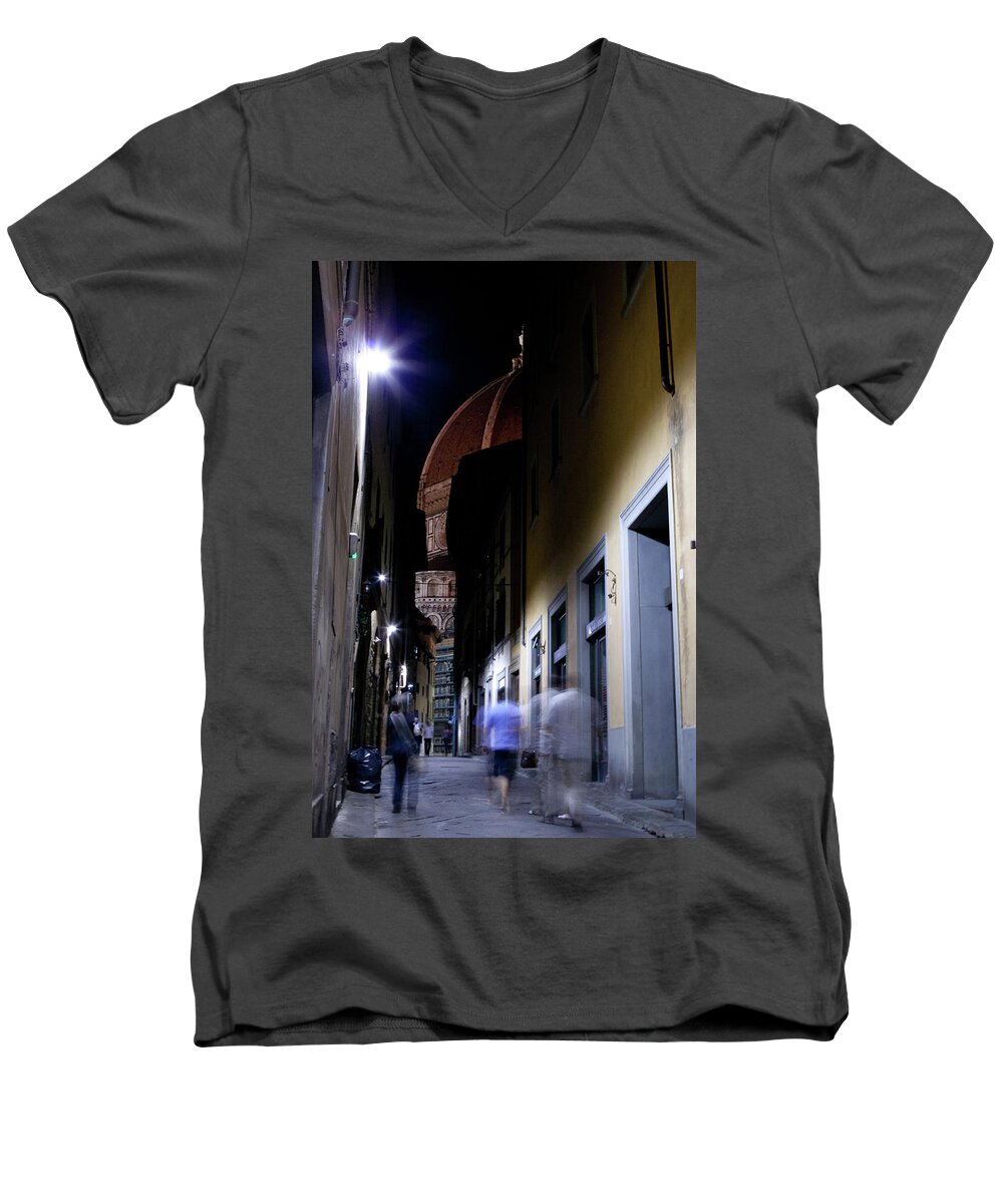 Duomo Men's V-Neck T-Shirt featuring the photograph Duomo in the Dark by Matthew Wolf