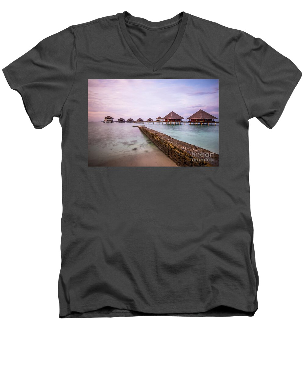 Beach Men's V-Neck T-Shirt featuring the photograph Early In The Morning by Hannes Cmarits