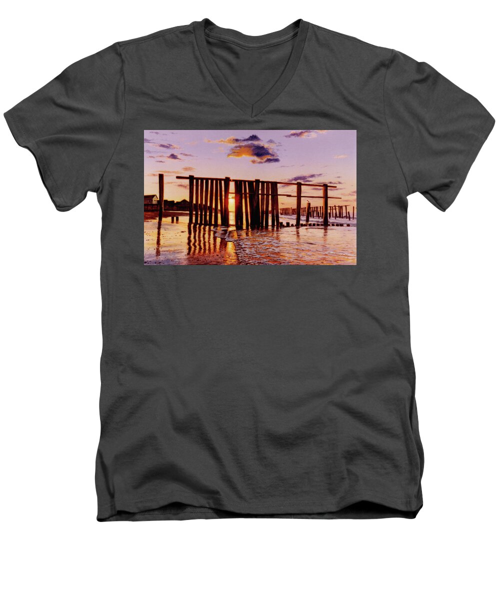 Morning Men's V-Neck T-Shirt featuring the painting Early Morning Contrasts by Randy Welborn