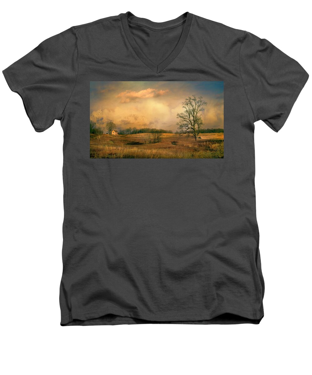 Spring Men's V-Neck T-Shirt featuring the photograph Early Spring Storm by John Rivera