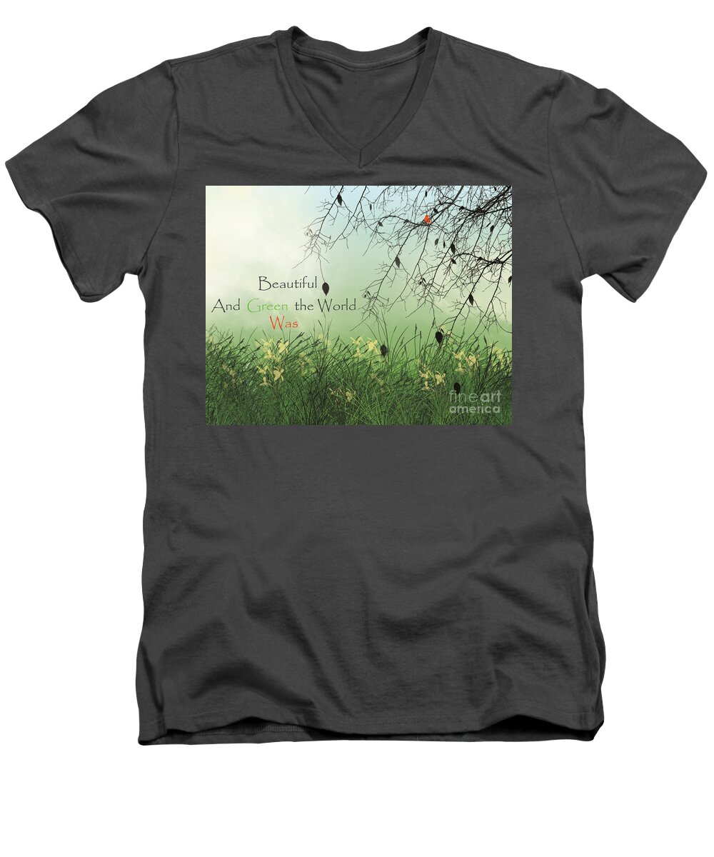 Earth Day 2016 Men's V-Neck T-Shirt featuring the painting Earth Day 2016 by Trilby Cole
