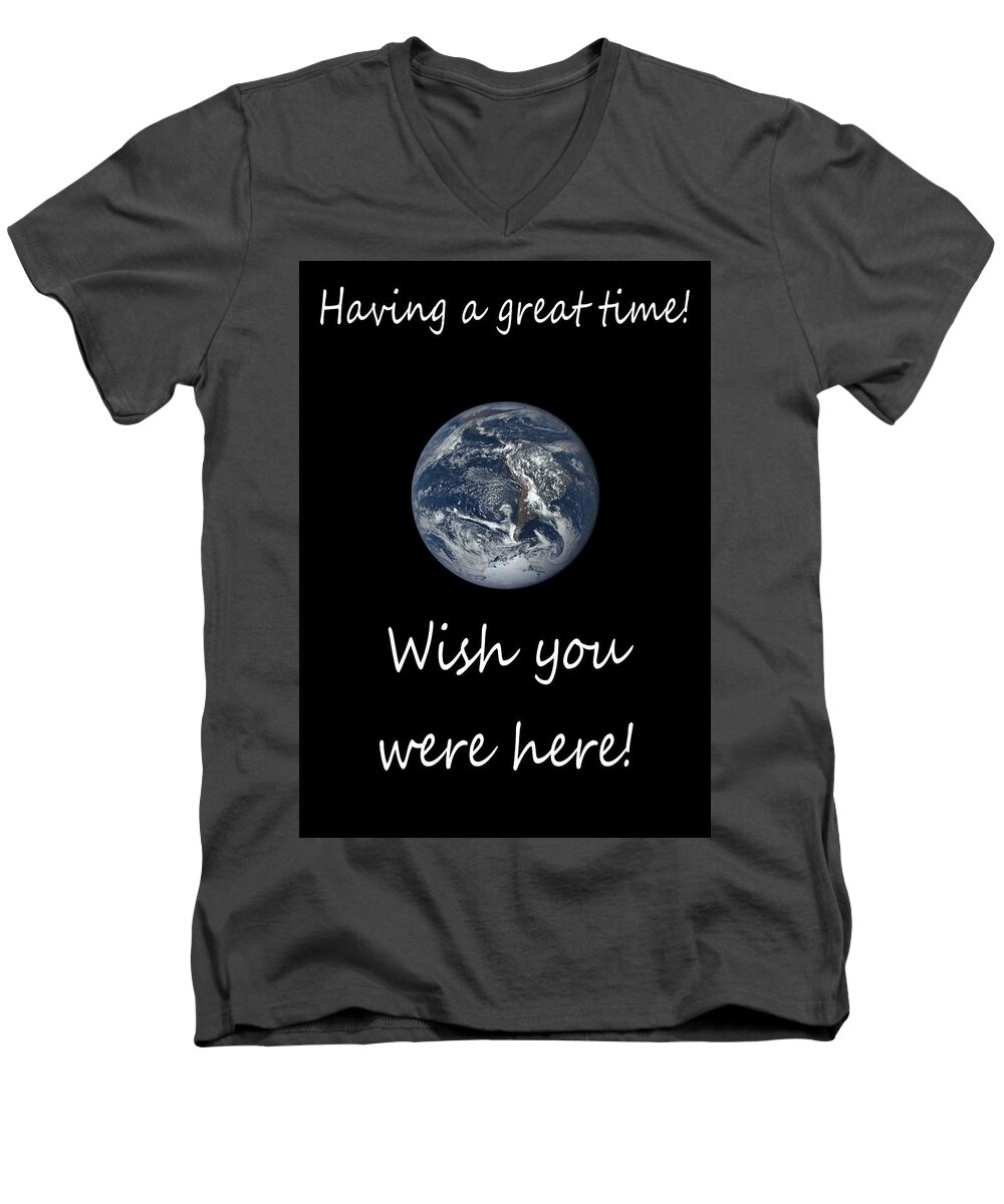 Having A Great Time Men's V-Neck T-Shirt featuring the photograph Earth Wish You Were Here Vertical by Joseph C Hinson
