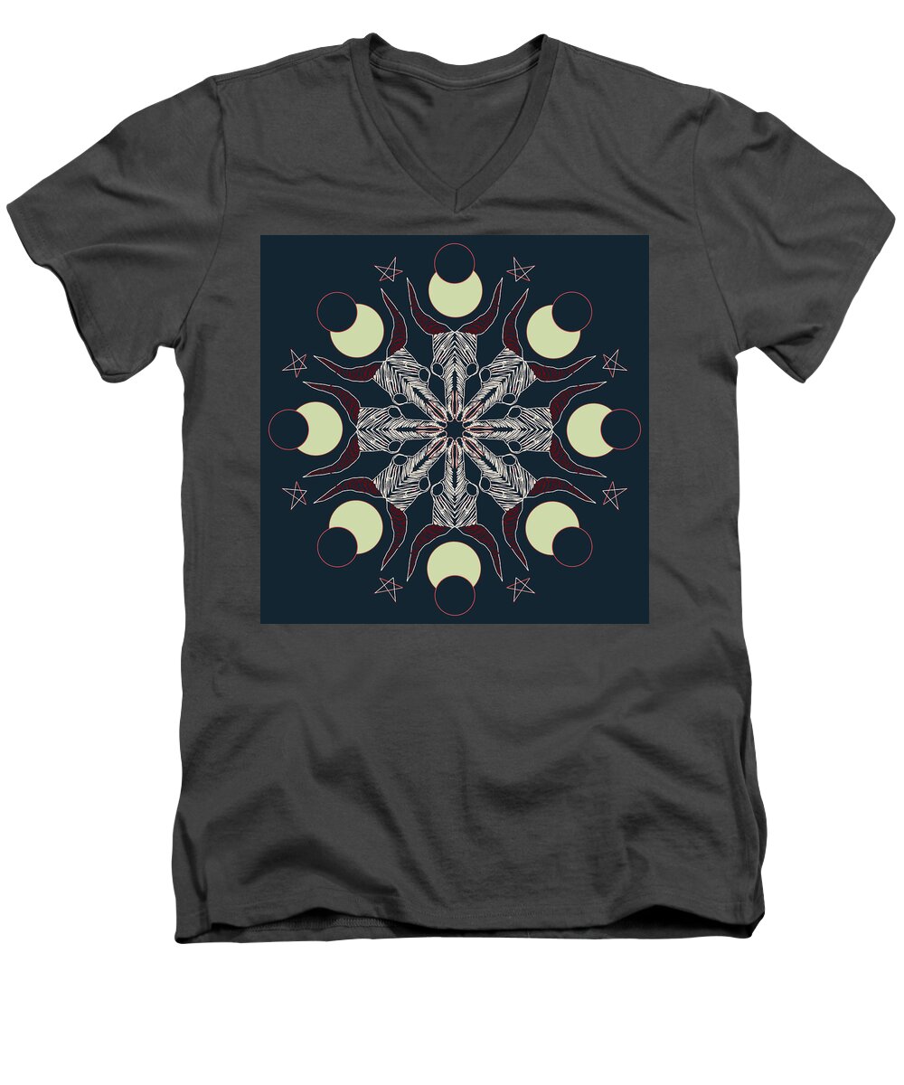 Art Men's V-Neck T-Shirt featuring the digital art Eclipse by Ronda Broatch