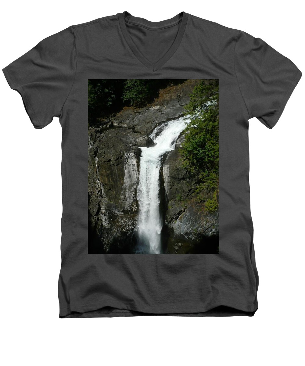 Water Men's V-Neck T-Shirt featuring the painting Elk Falls by 'REA' Gallery