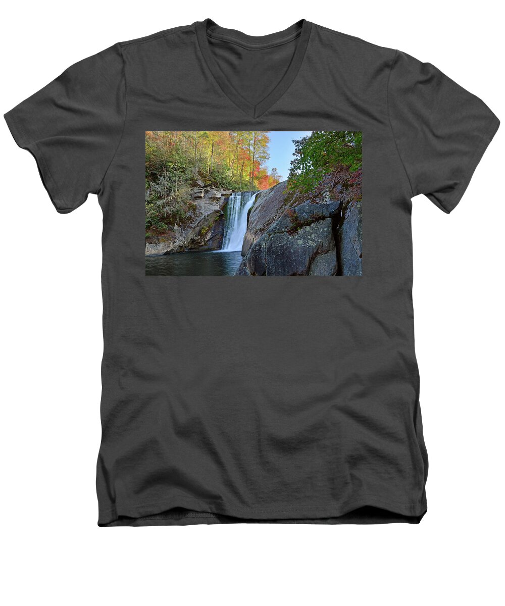 Elk River Falls Men's V-Neck T-Shirt featuring the photograph Elk River Falls by Ben Prepelka