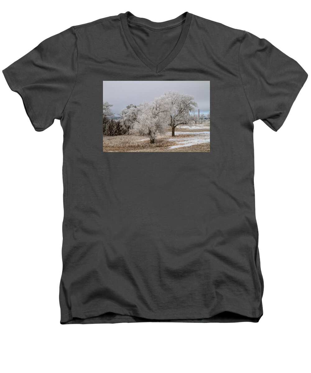 Elm Tree Men's V-Neck T-Shirt featuring the photograph Elm Frosting by Alana Thrower