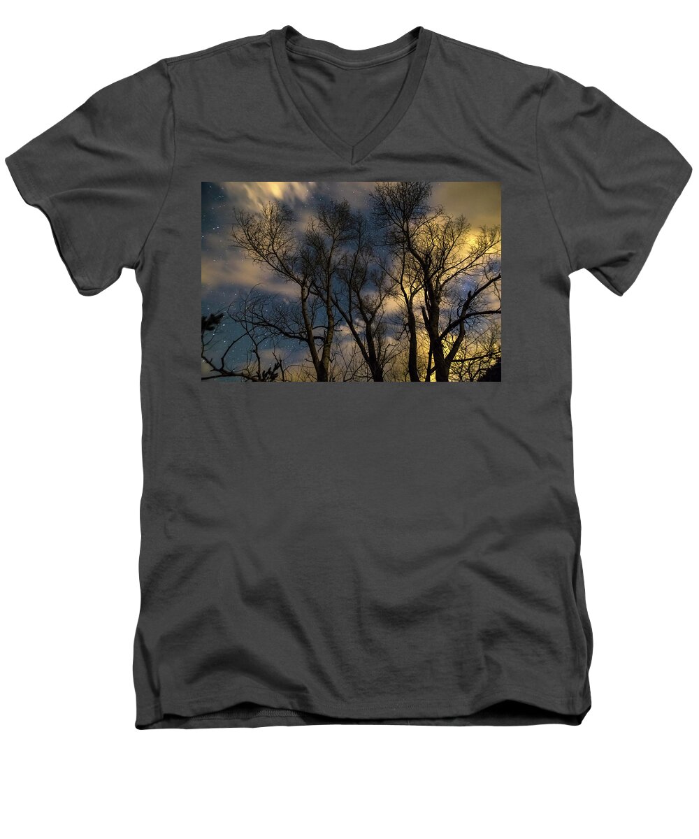 Stars Men's V-Neck T-Shirt featuring the photograph Enchanting Night by James BO Insogna