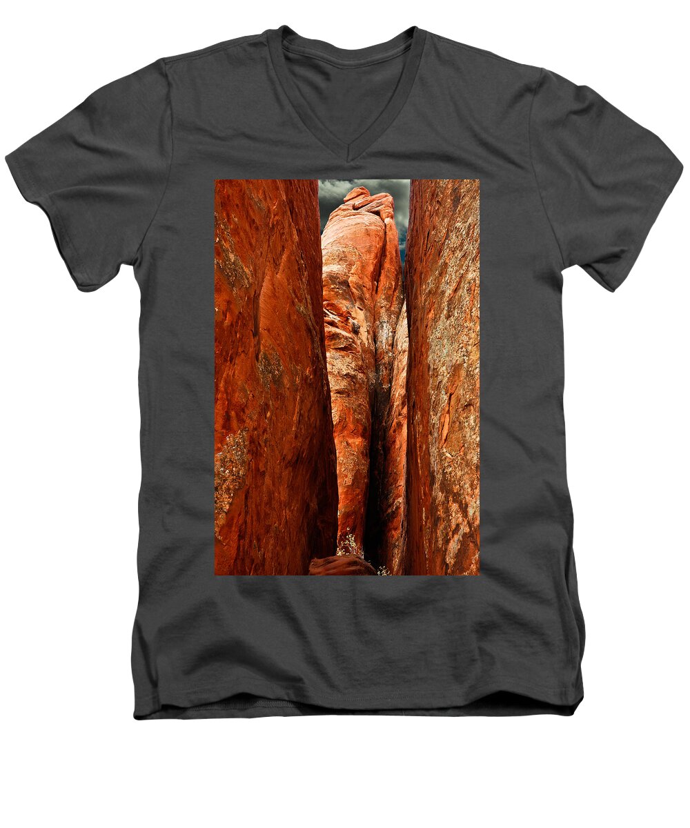 Landscape Men's V-Neck T-Shirt featuring the photograph Erotic Rock by Harry Spitz