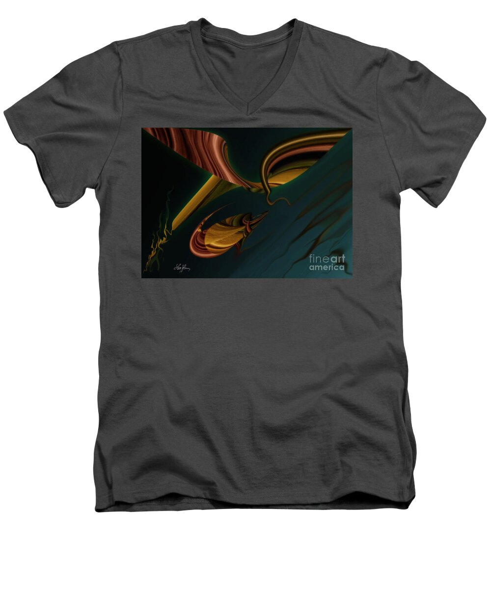 Escape Men's V-Neck T-Shirt featuring the digital art Escape From Reality by Leo Symon