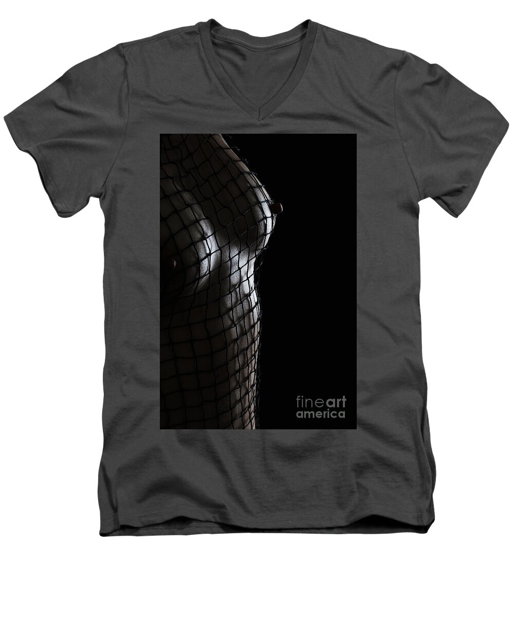 Fetish Photographs Men's V-Neck T-Shirt featuring the photograph Escaping the net by Robert WK Clark