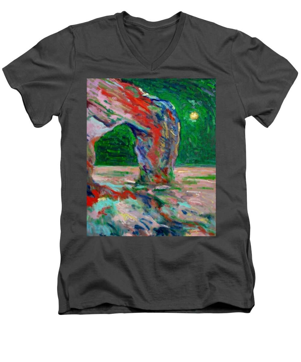 The Cliffs At Etretat Men's V-Neck T-Shirt featuring the painting Etretat-6 by Pierre Dijk