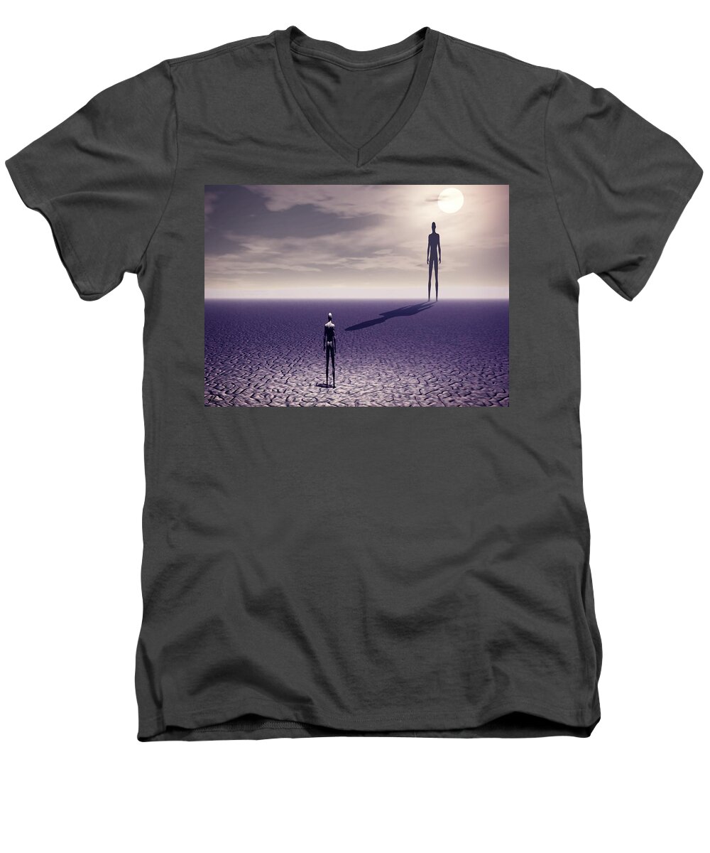 Future Men's V-Neck T-Shirt featuring the digital art Facing the Future by John Alexander