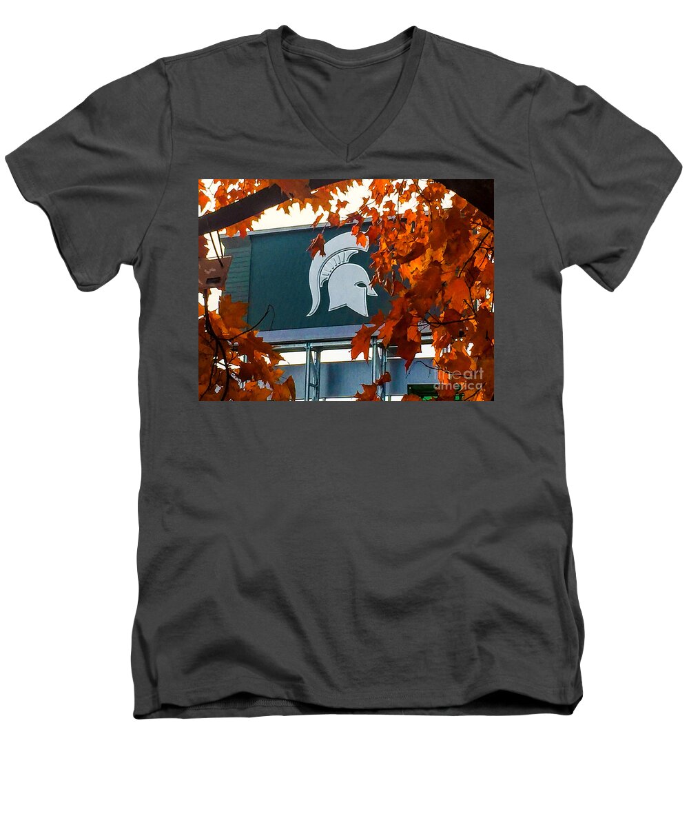 Msu Men's V-Neck T-Shirt featuring the photograph Fall is Football by Joseph Yarbrough
