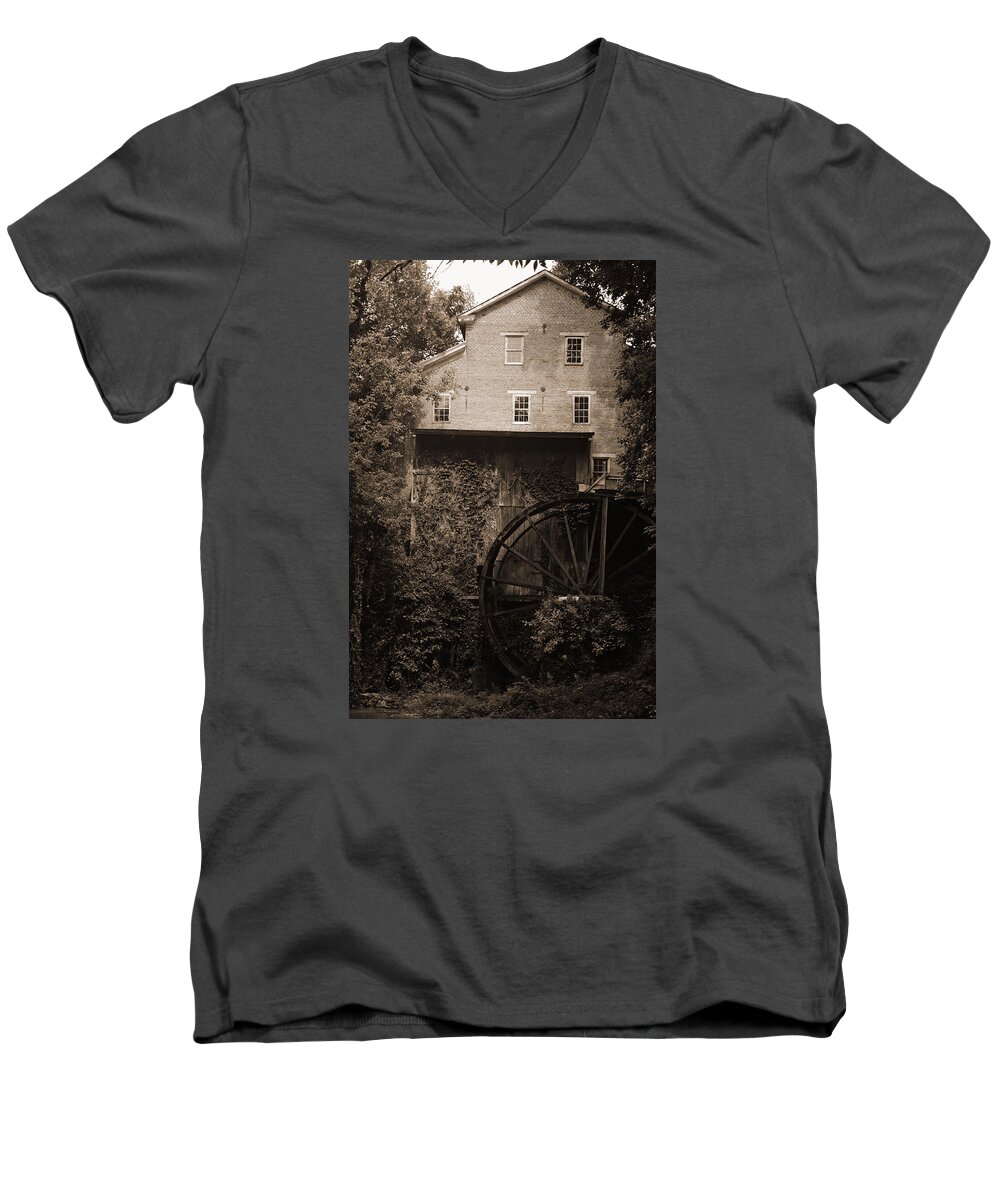 Mill Men's V-Neck T-Shirt featuring the photograph Fall's Mill by George Taylor