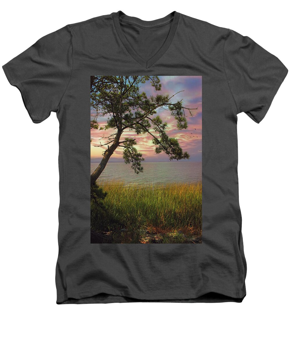 Maryland Men's V-Neck T-Shirt featuring the photograph Farewell to another Day by John Rivera