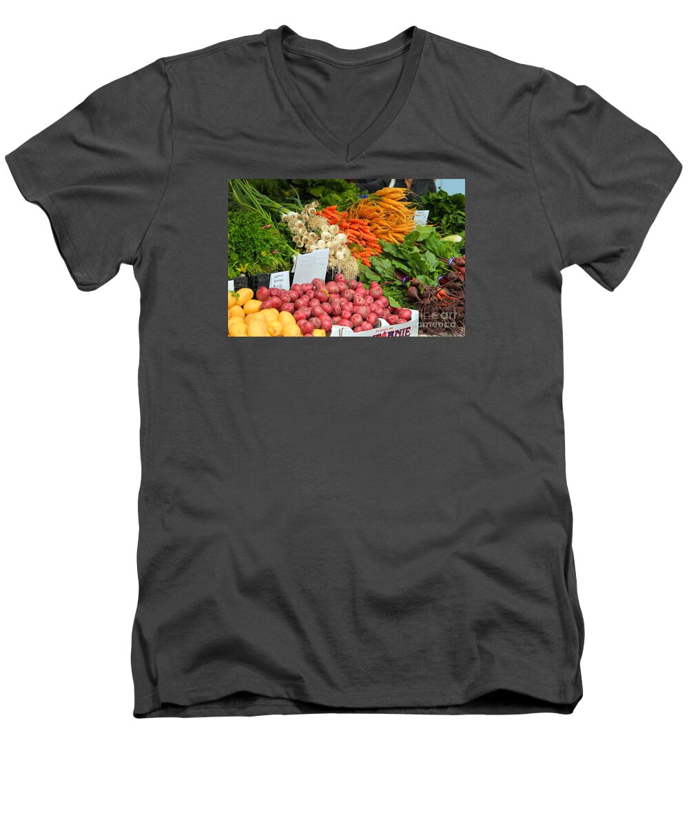 Market Men's V-Neck T-Shirt featuring the photograph Farmer's Market by Jeanette French