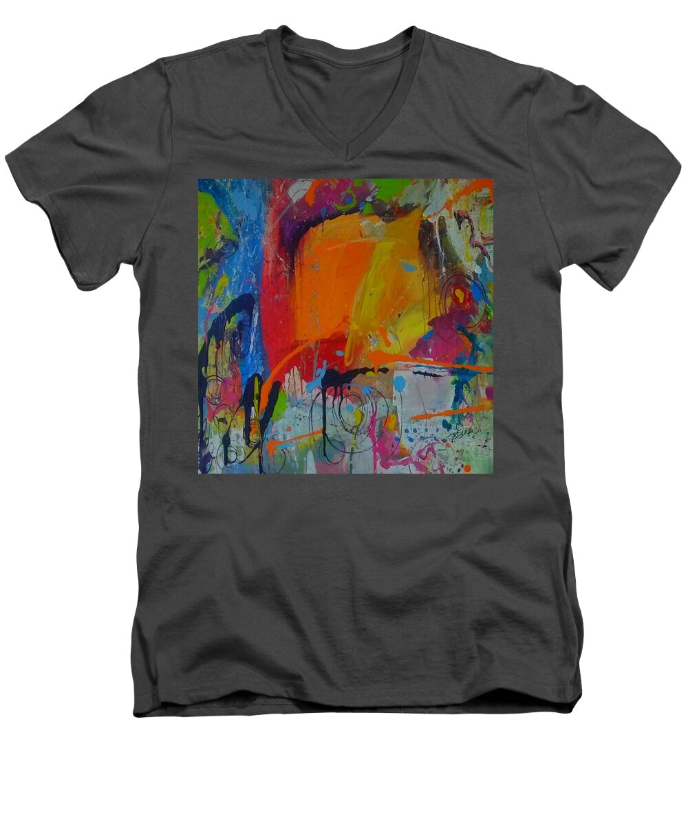 Emotions Men's V-Neck T-Shirt featuring the painting Feeling Melancholy by Terri Einer