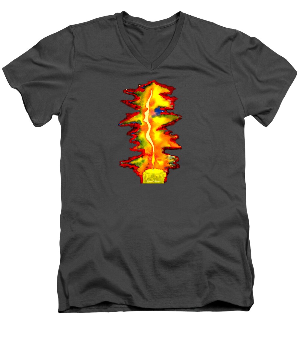 Candle Flame Men's V-Neck T-Shirt featuring the mixed media Feminine Light - Apparel Design 1 by Leanne Seymour