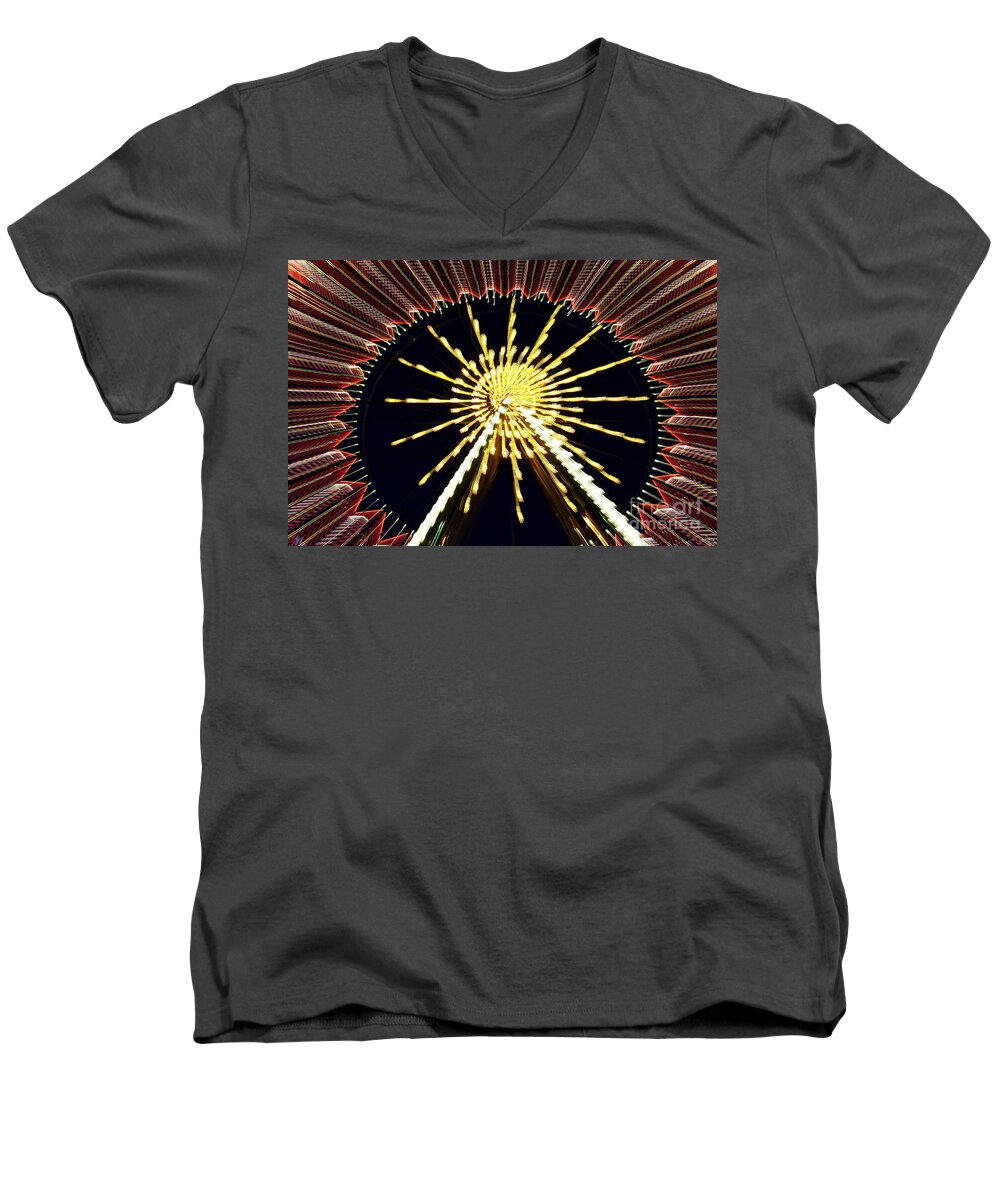 Abstract Men's V-Neck T-Shirt featuring the photograph Ferris Wheel by Iryna Liveoak