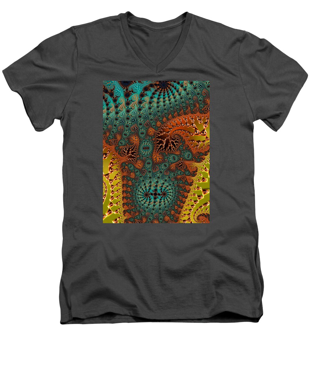 3-d Fractal Men's V-Neck T-Shirt featuring the photograph Filigree and Lace by Ronda Broatch