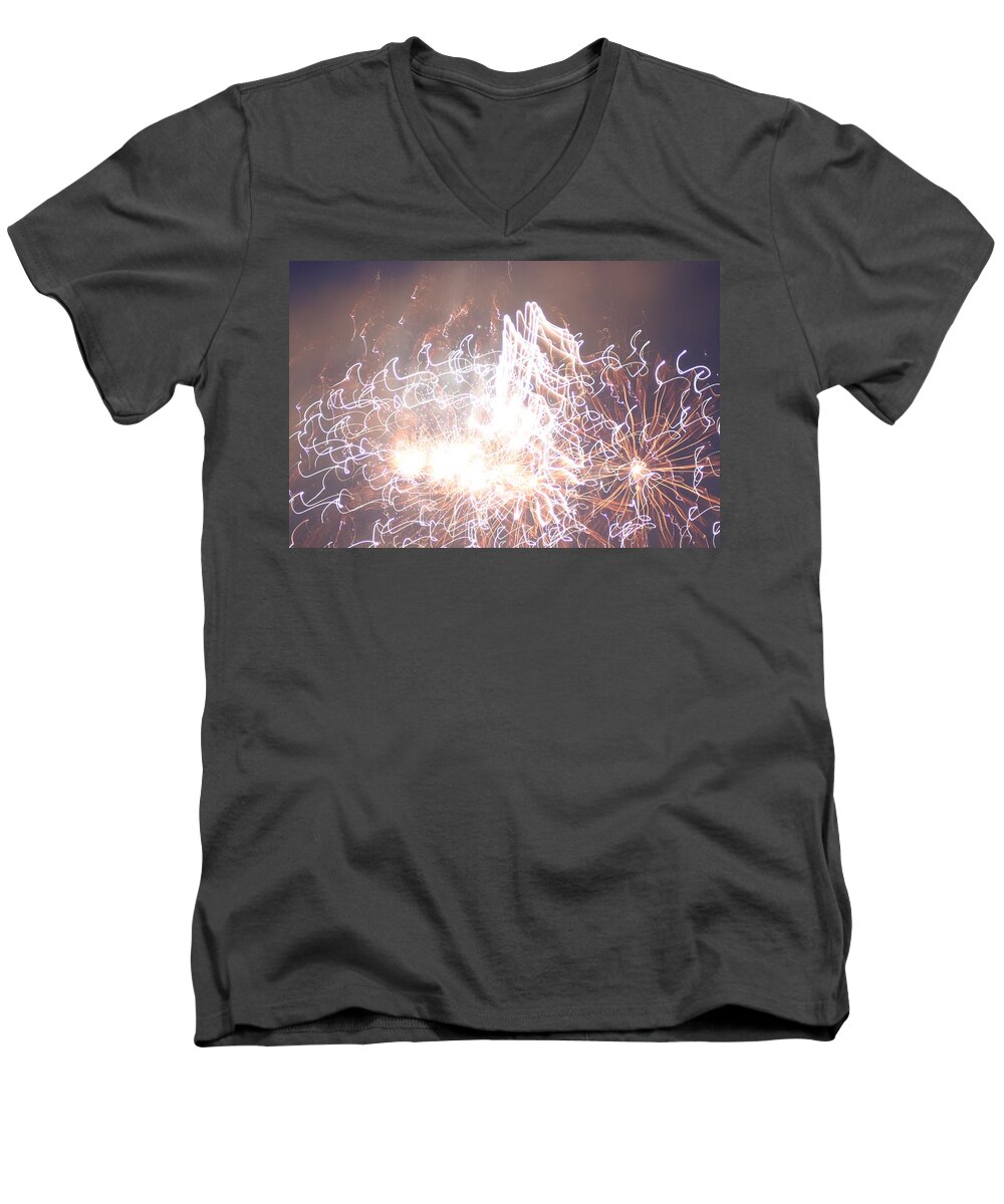 Fire Men's V-Neck T-Shirt featuring the digital art Fireworks in the Park 6 by Gary Baird