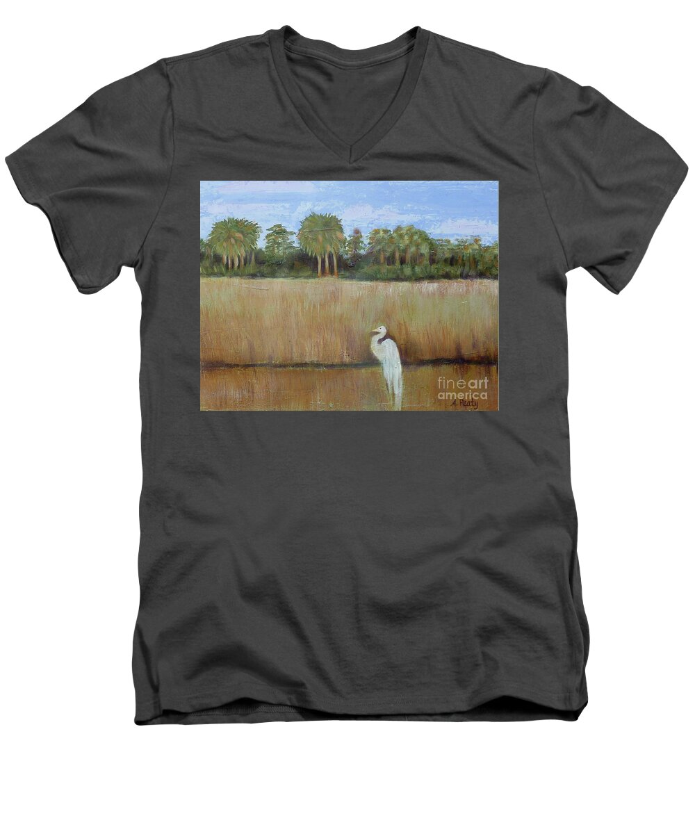  Men's V-Neck T-Shirt featuring the painting Fisher King 2 by Audrey Peaty