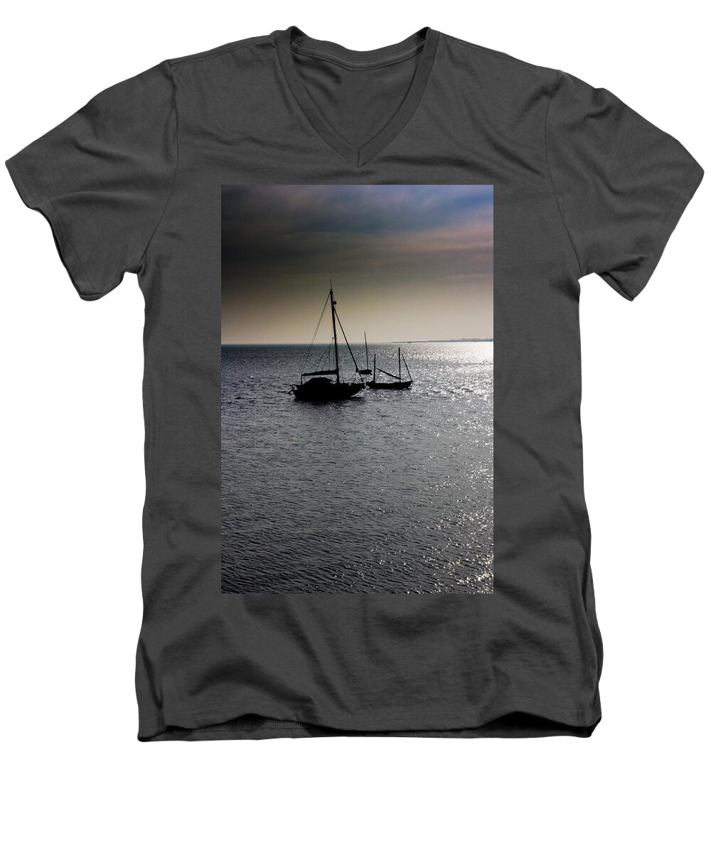 Fishing Men's V-Neck T-Shirt featuring the photograph Fishing boats Essex by David Pyatt
