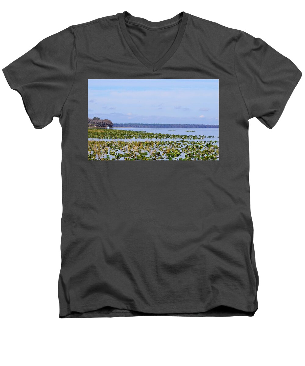 Fishing Lake Lockloosa Men's V-Neck T-Shirt featuring the photograph Fishing Lake Lockloosa by Warren Thompson