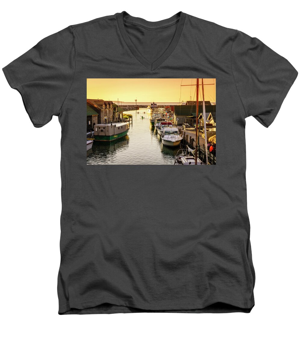 America Men's V-Neck T-Shirt featuring the photograph Fishtown by Alexey Stiop