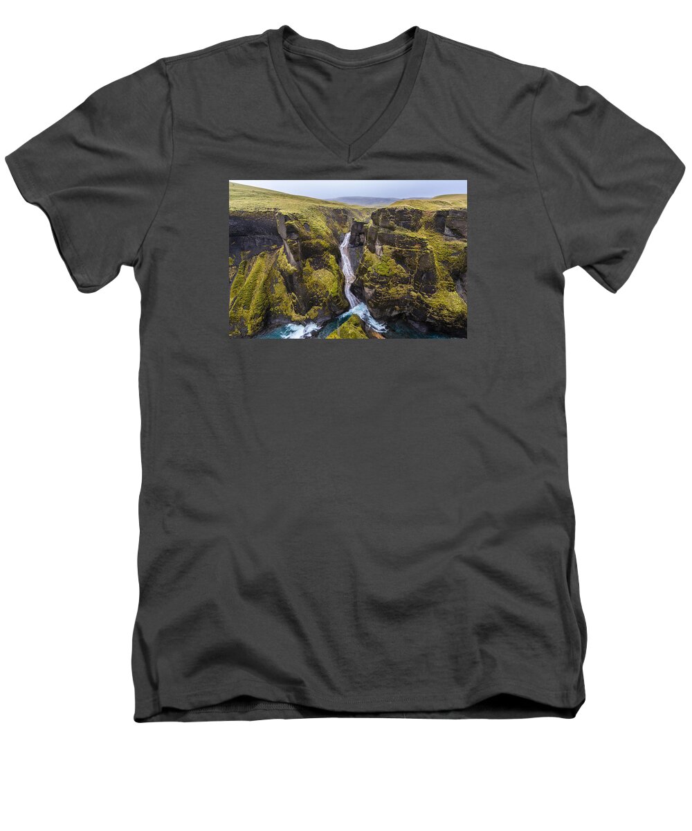 Fjadrargljufur Men's V-Neck T-Shirt featuring the photograph Fjadrargljufur by James Billings