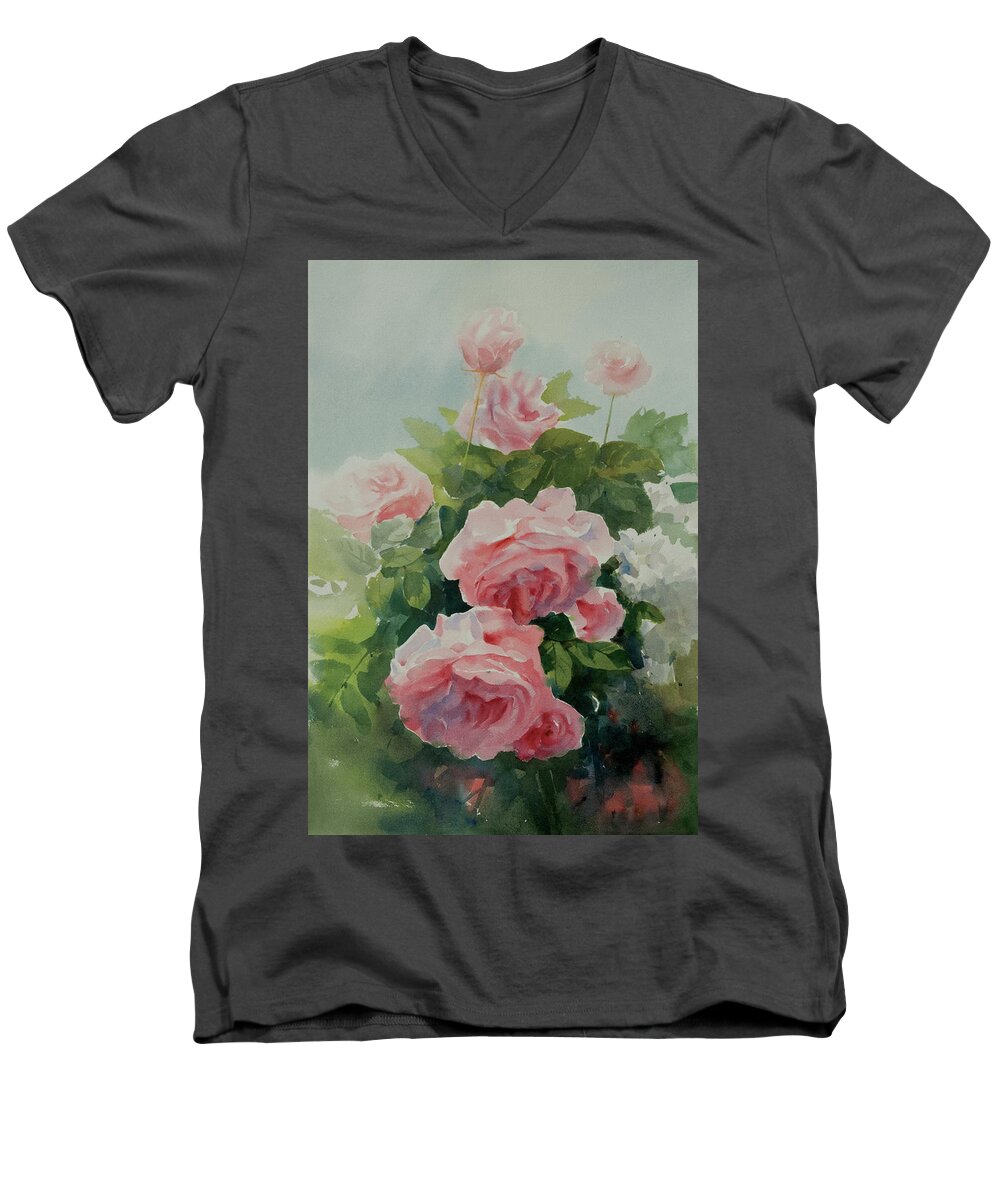 Flower Men's V-Neck T-Shirt featuring the painting Flower 11 by Helal Uddin