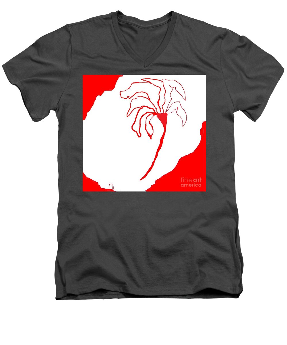 Drawing Men's V-Neck T-Shirt featuring the painting Flower Drawing by Marsha Heiken