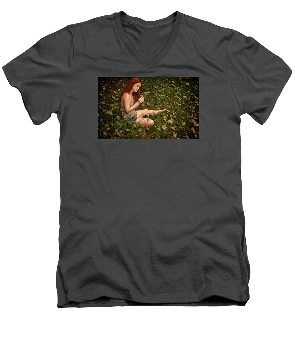 Flowers Men's V-Neck T-Shirt featuring the photograph Flower Lover by Michael McGowan