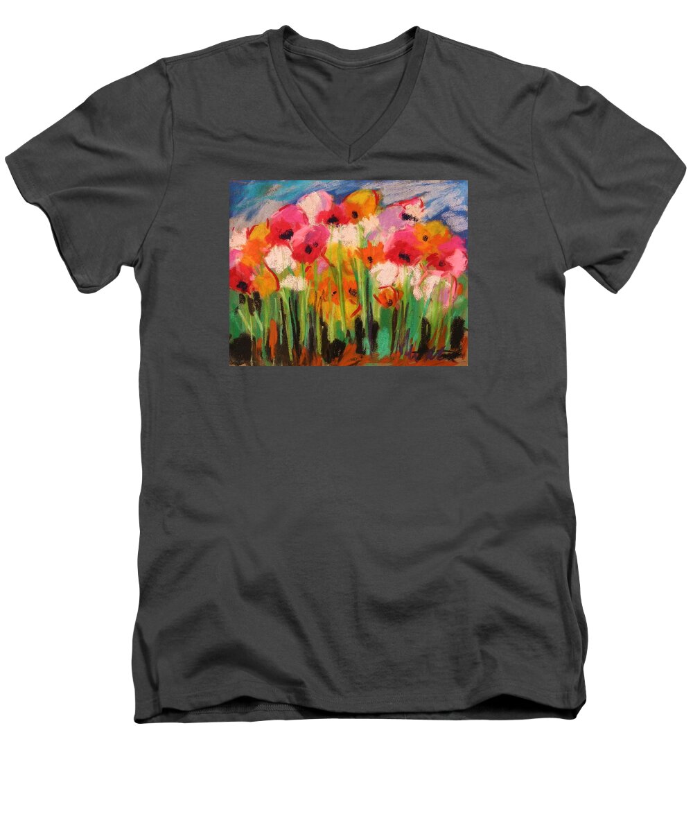 Flowers Men's V-Neck T-Shirt featuring the painting Flowers by John Williams