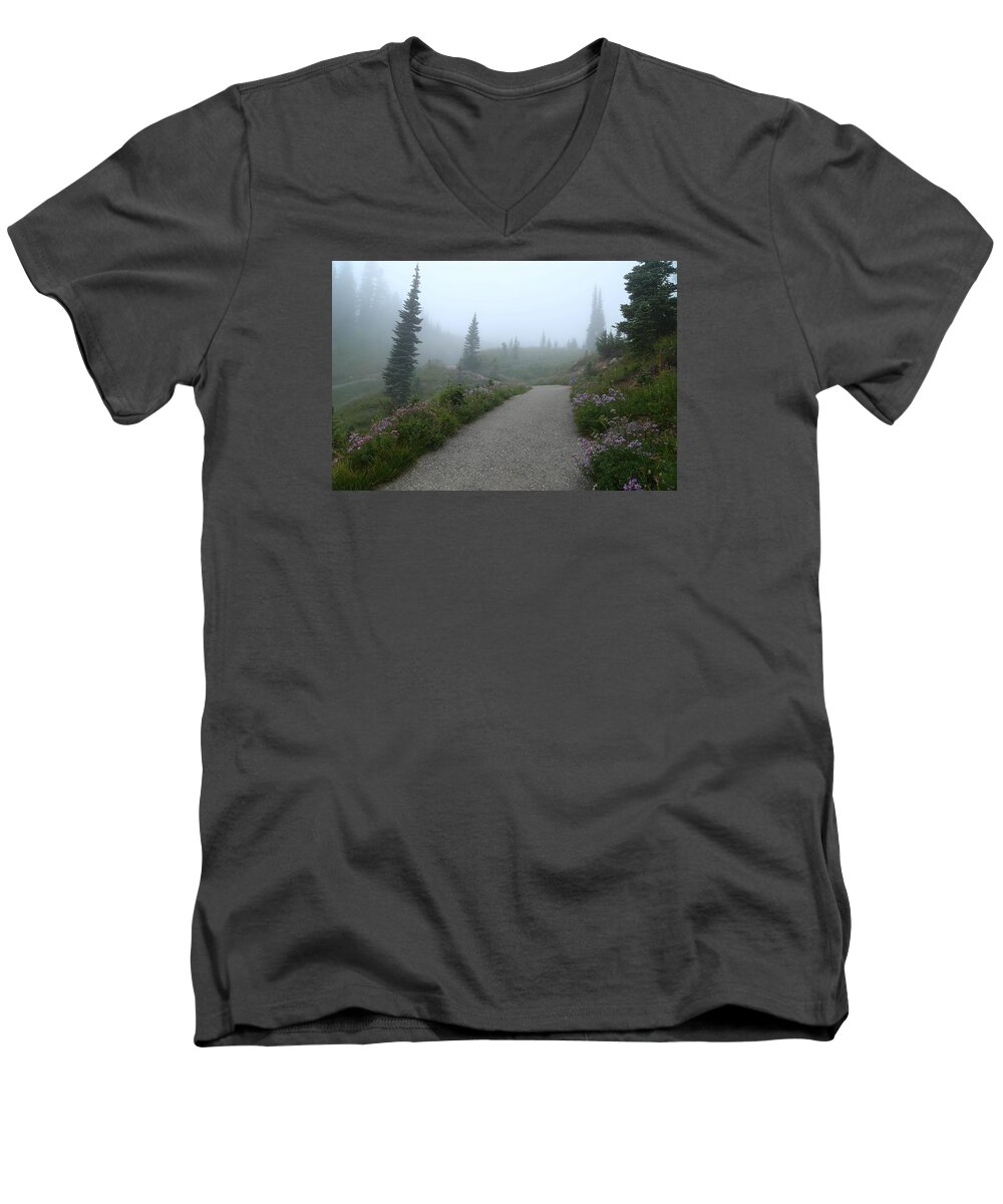 Foggy In Paradise 2 Men's V-Neck T-Shirt featuring the photograph Foggy in Paradise 2 by Lynn Hopwood