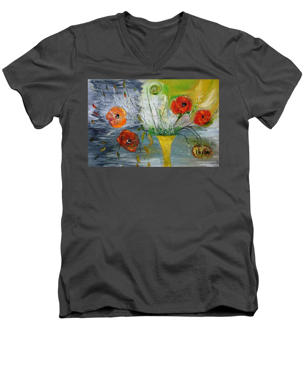 Floral Men's V-Neck T-Shirt featuring the photograph For MOM by Evelina Popilian