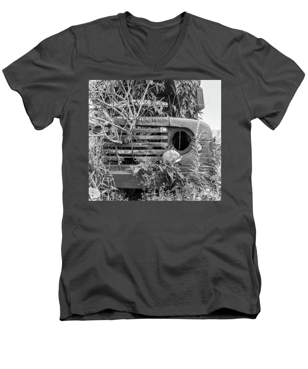 Dansville Ny Men's V-Neck T-Shirt featuring the photograph Ford forgot in nature by Nick Mares