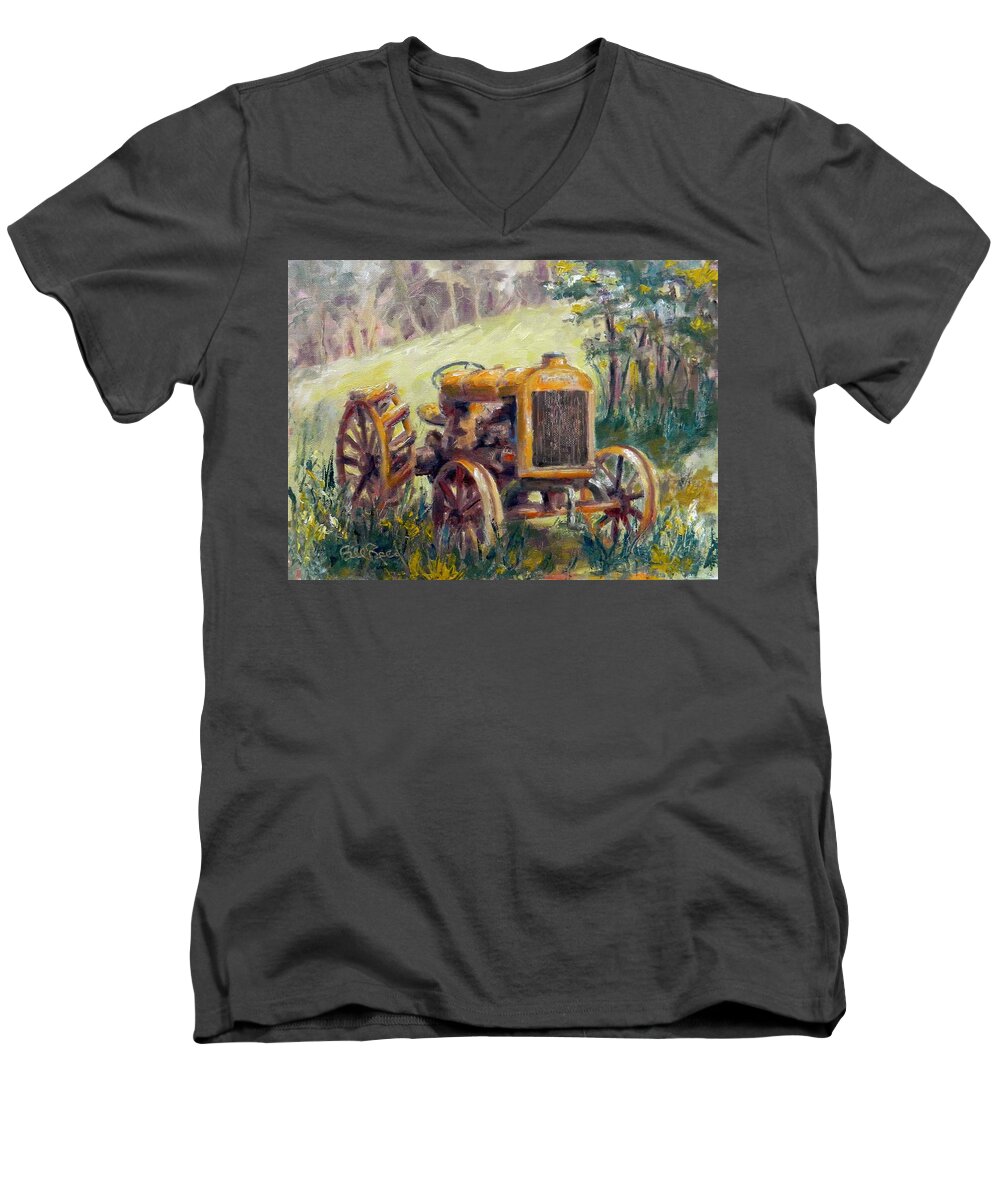 Farm Tractor Men's V-Neck T-Shirt featuring the painting Fordson Tractor by William Reed