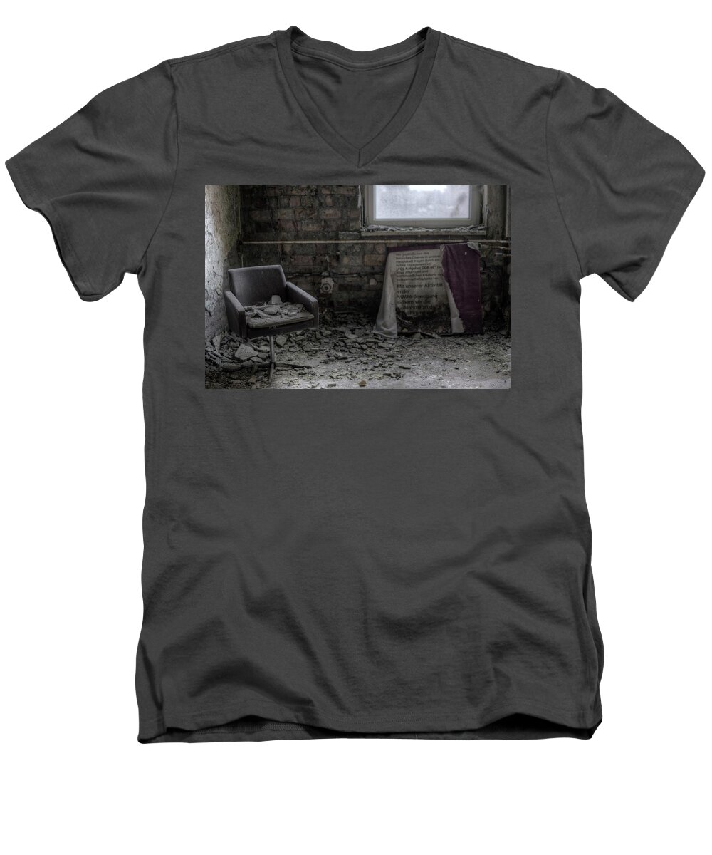 Urbex Men's V-Neck T-Shirt featuring the digital art Forgotten ideologies by Nathan Wright