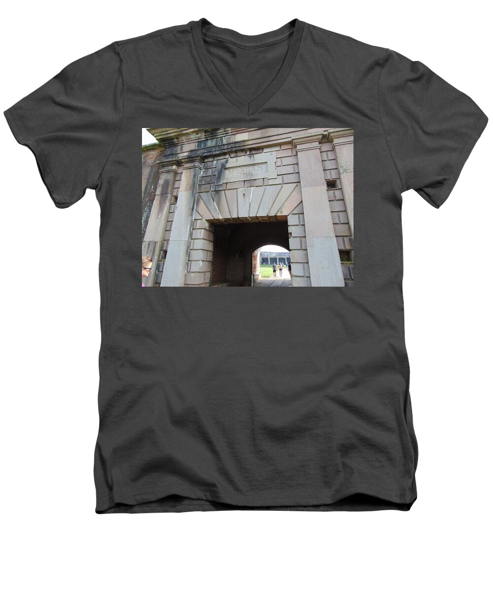 Historic Men's V-Neck T-Shirt featuring the photograph Fort Morgan by Richie Parks