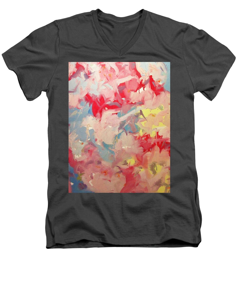 Abstract Men's V-Neck T-Shirt featuring the painting Forward by Steven Miller