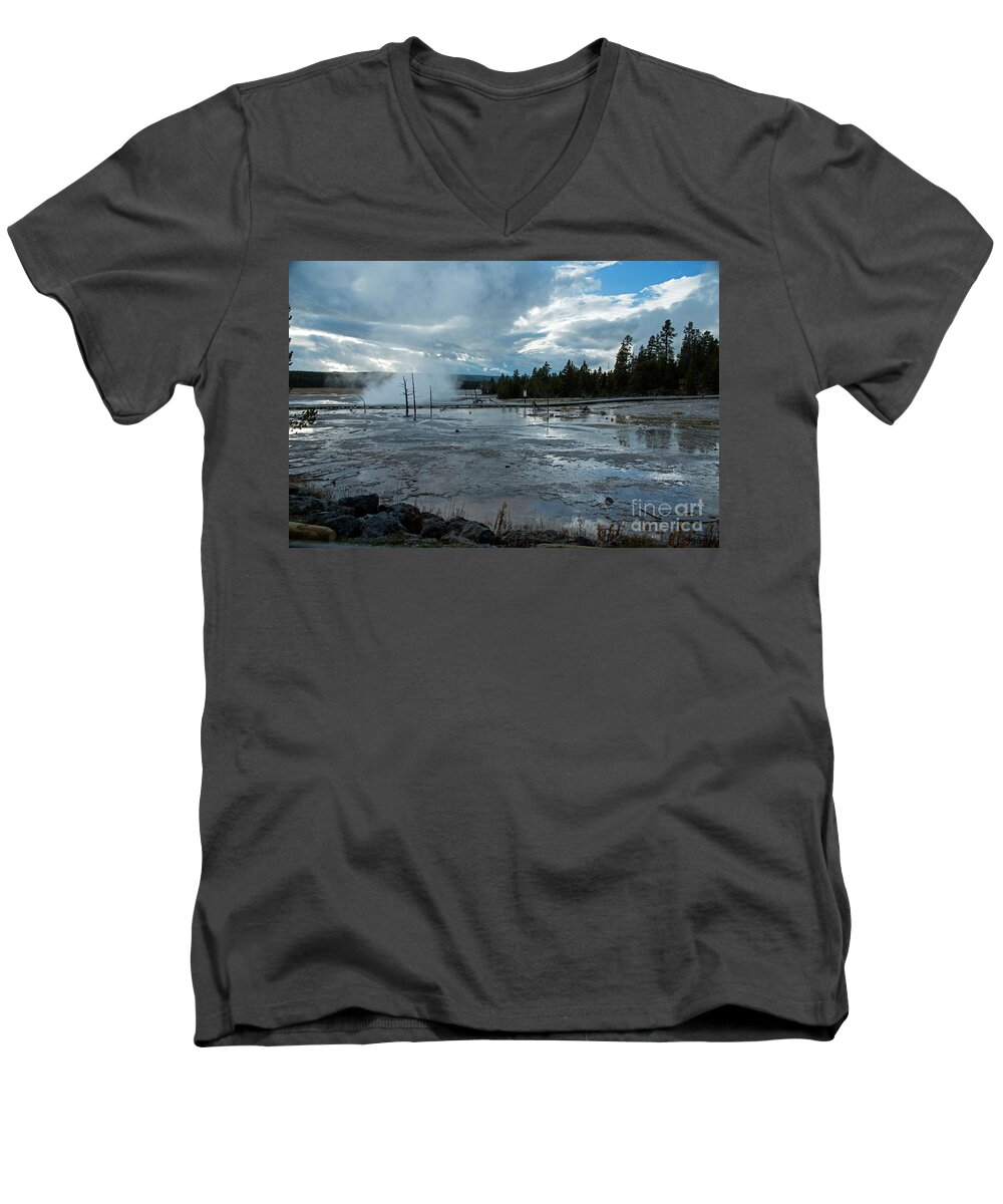 Fountain Paint Pot Men's V-Neck T-Shirt featuring the photograph Fountain Paint Pot area by Cindy Murphy - NightVisions