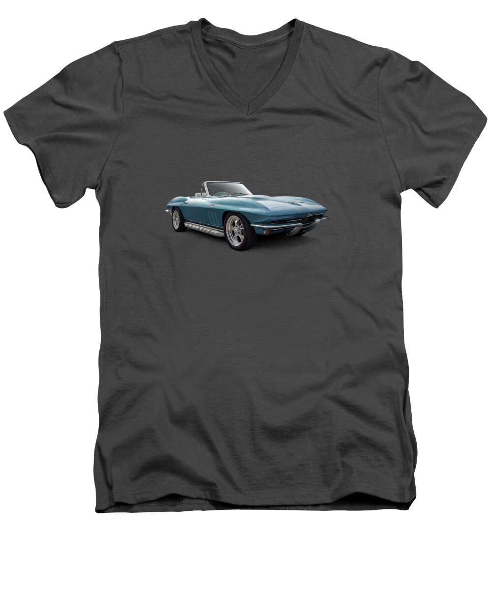 Corvette Men's V-Neck T-Shirt featuring the photograph C2 Blue Corvette by Douglas Pittman