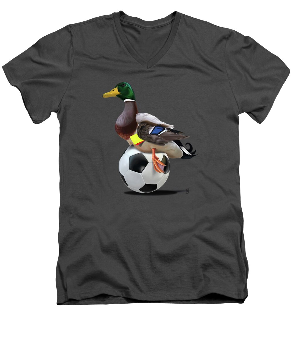 Illustration Men's V-Neck T-Shirt featuring the digital art Fowl Colour by Rob Snow