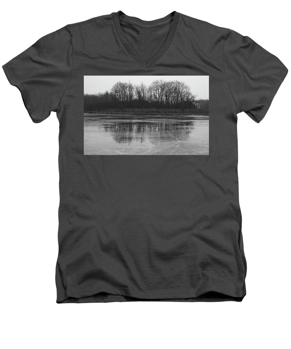 Winterpacht Men's V-Neck T-Shirt featuring the photograph Frozen Forest by Miguel Winterpacht