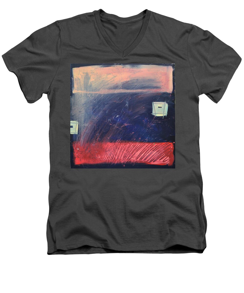 Red Men's V-Neck T-Shirt featuring the painting Fyr Bal by Tim Nyberg