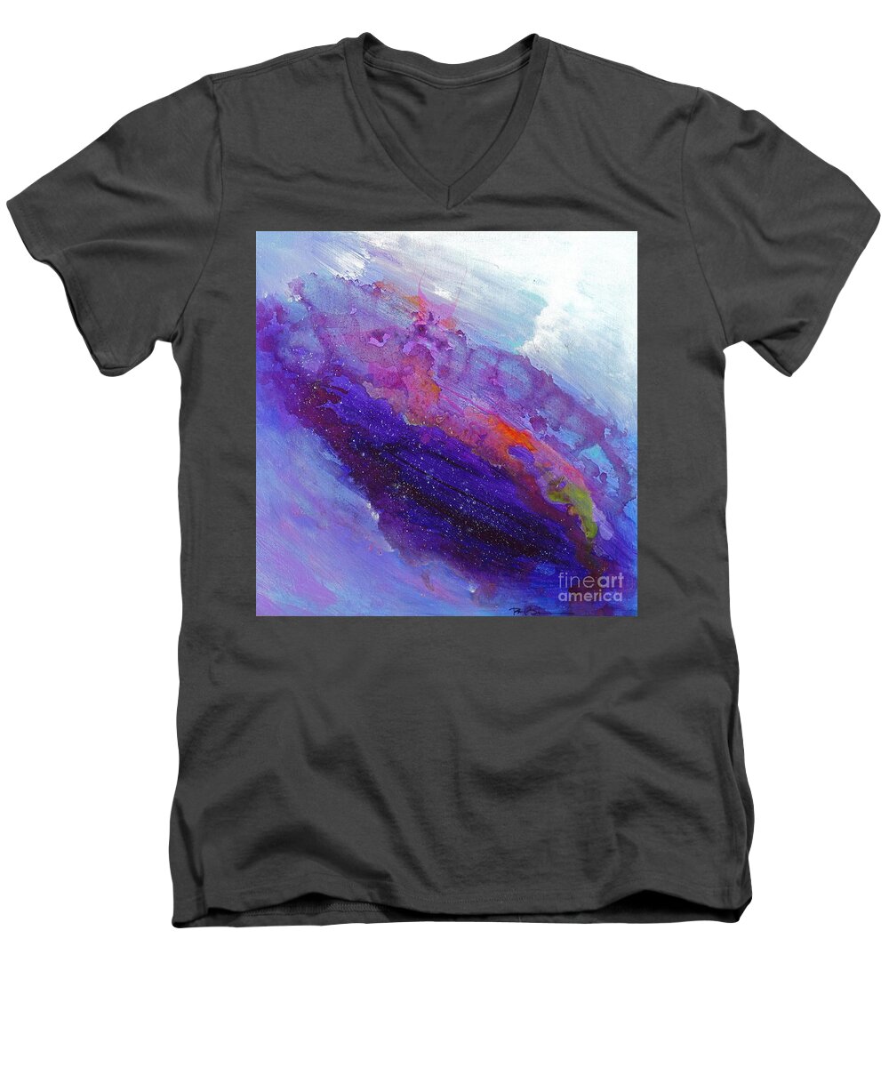 Fantasies In Space Series Abstract Painting. Men's V-Neck T-Shirt featuring the painting Fantasies In Space series painting. Galactic Inspirations. Abstract Painting by Robert Birkenes