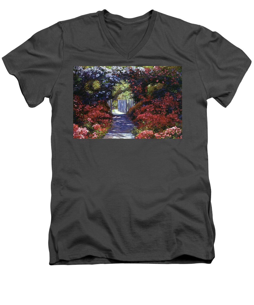 Impressionism Men's V-Neck T-Shirt featuring the painting Garden For Dreamers by David Lloyd Glover