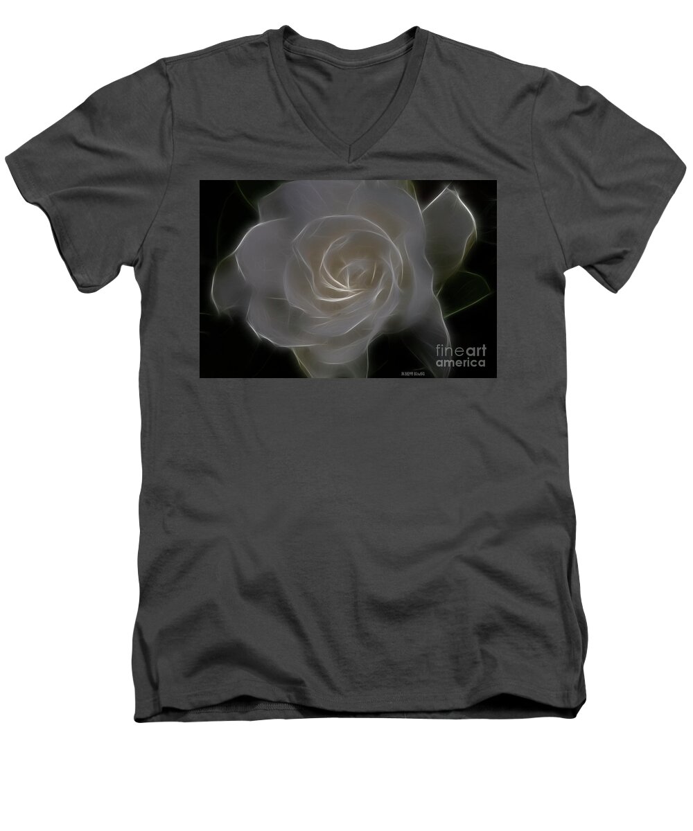 Gardenia Men's V-Neck T-Shirt featuring the photograph Gardenia Blossom by Deborah Benoit