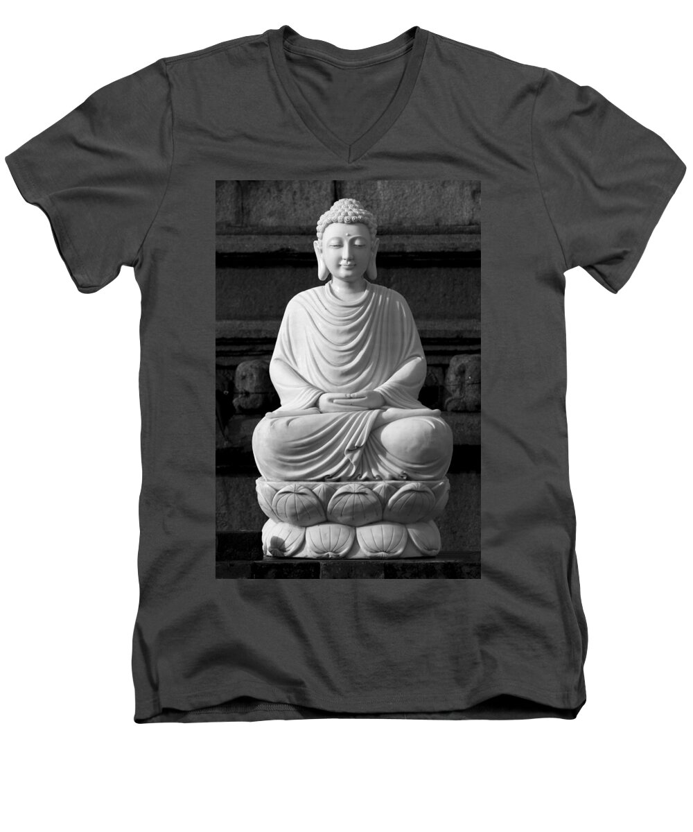 Buddha Men's V-Neck T-Shirt featuring the photograph Gautam Buddha by Hitendra SINKAR